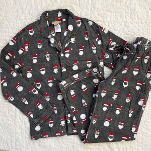 Pottery Barn Teen Cool Santa Organic Flannel Pajama Set Medium Gray PB Boy Girl